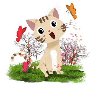 玩耍的小猫咪小蝴蝶