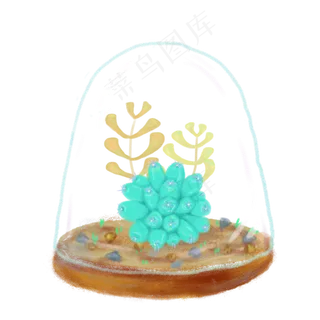 手绘风可爱小清新多肉植物,免抠元素