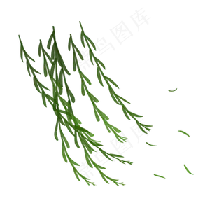 春分绿色小清新微风拂动柳树柳枝,免抠元素