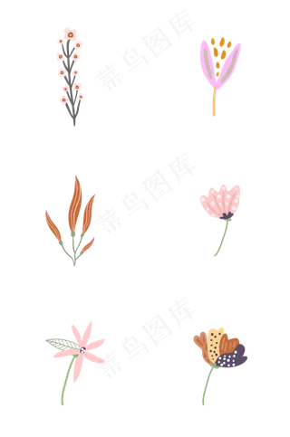 卡通扁平花小清新免扣素材