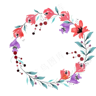 手绘花环水彩系列边框纹理