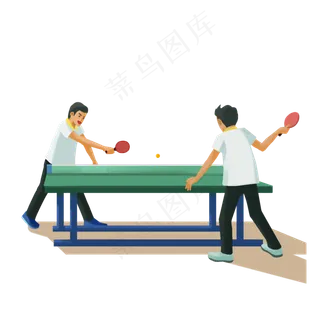 俩个学生打乒乓球
