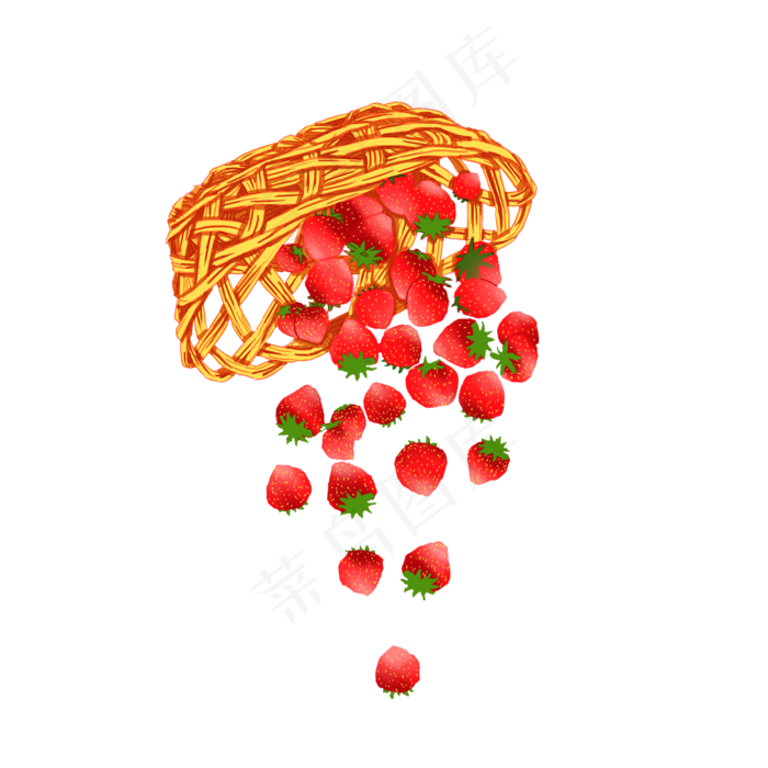 草莓红色手绘小清新水果篮子PN(2480X3508(DPI:300))psd模版下载