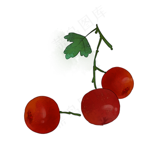 三颗山楂水果食物PNG素材