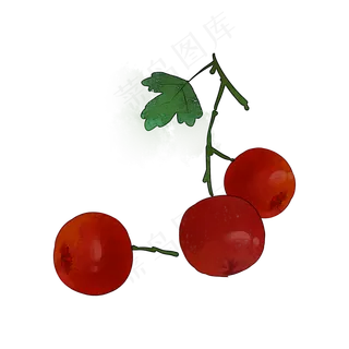 三颗山楂水果食物PNG素材