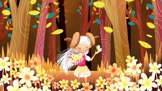 褐色系卡通手绘风十二星座白羊座配图 褐色系卡通手绘风十二星座白羊座配图