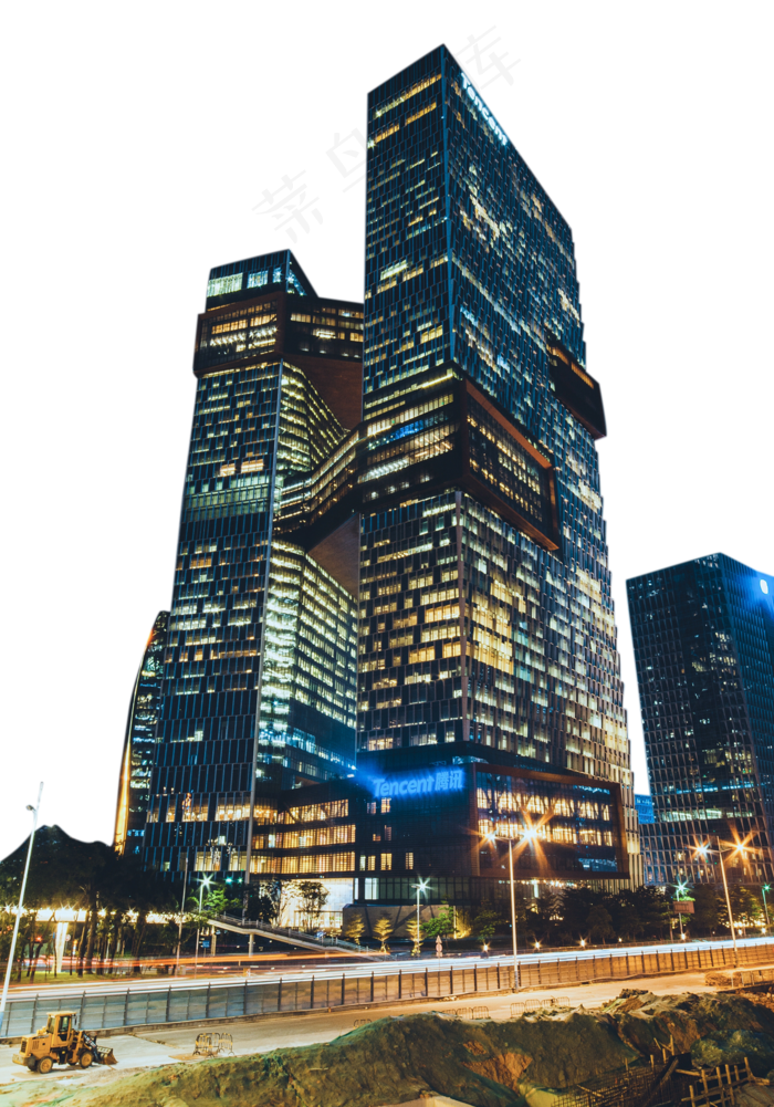 深圳腾讯滨海大厦夜景,免抠元素(1333*1907px 300 dpi )psd模版下载