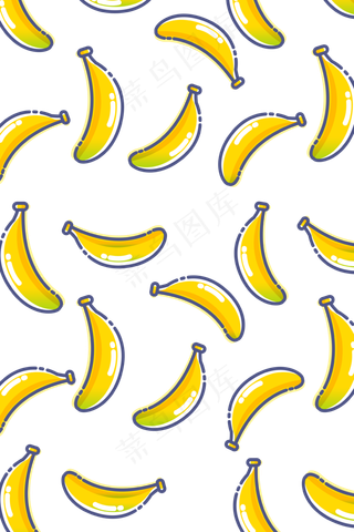 黄色扁平化水果香蕉底纹装饰