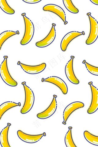 黄色扁平化水果香蕉底纹装饰