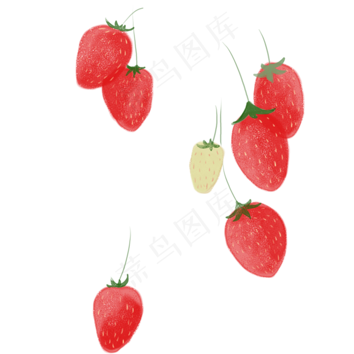 红色草莓水果食物元素(2000X2000(DPI:300))psd模版下载