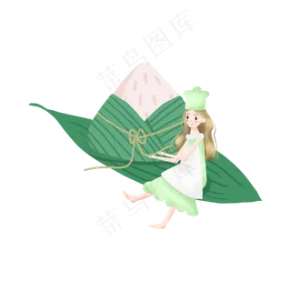 端午节包粽子的女孩