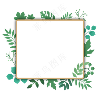 手绘森系植物边框,免抠元素