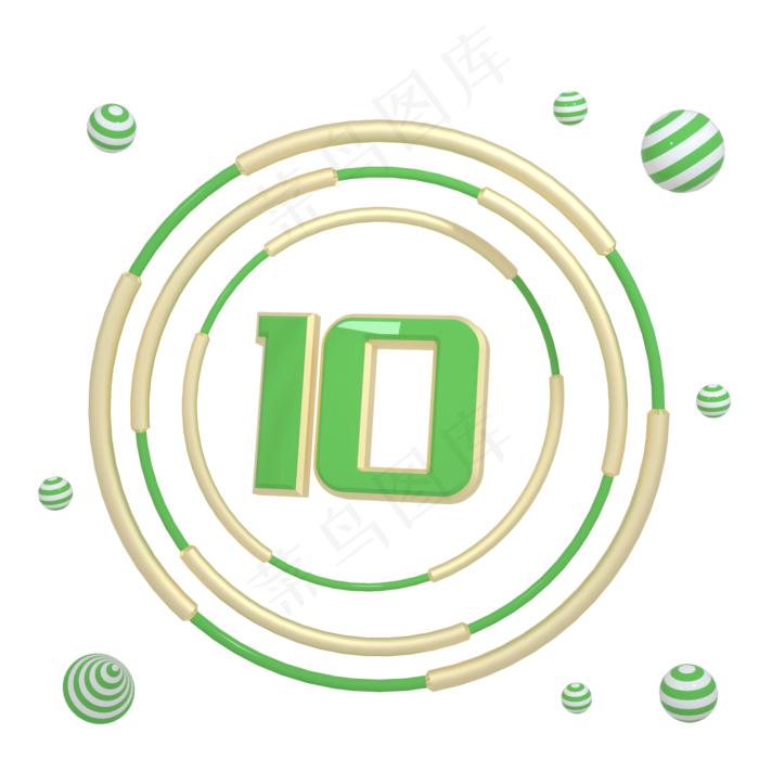 C4D绿色清新圆柱背景电商优惠券10�,免抠元素