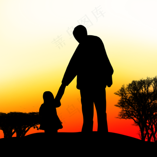 夕阳下的父子温情 夕阳下的父子温情