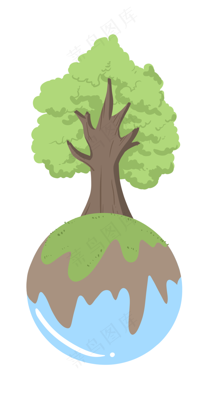 绿色的树木手绘插画