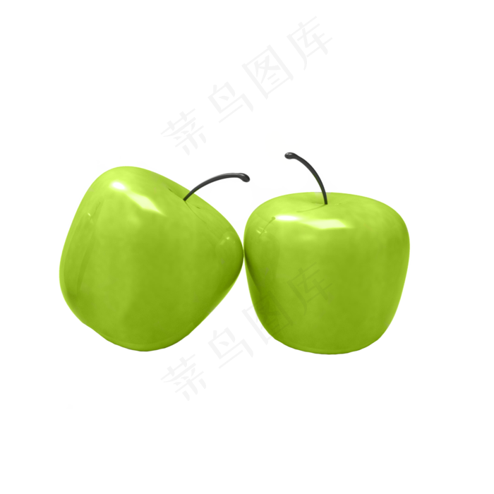 手绘绿色苹果免扣素材(2000X2000(DPI:300))psd模版下载