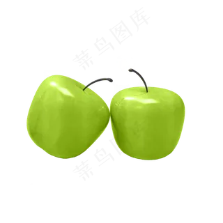 手绘绿色苹果免扣素材