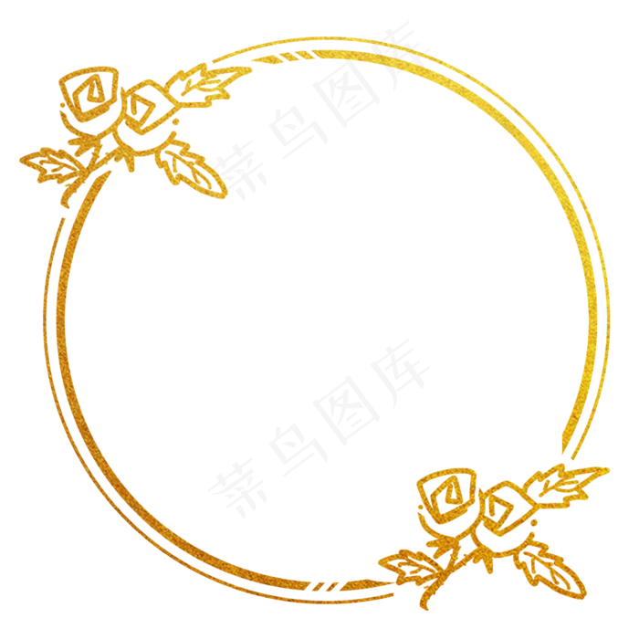 简约烫金玫瑰圆环标题框边框