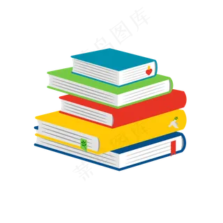暑假毕业季书本卡通矢量图