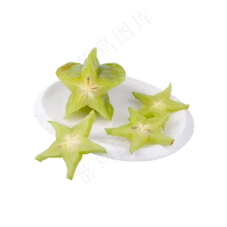 一盘切片杨桃实物拍摄免抠