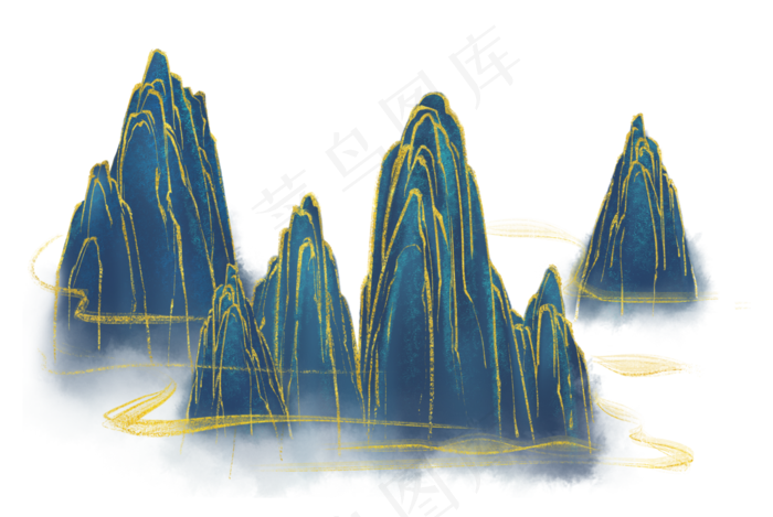 水墨山水中国风烫金线