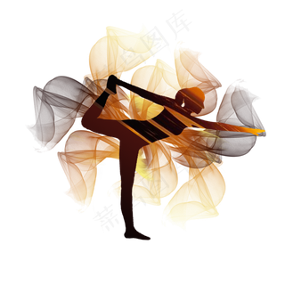 运动健身瑜伽yoga舞蹈美女动作元�,免抠元素