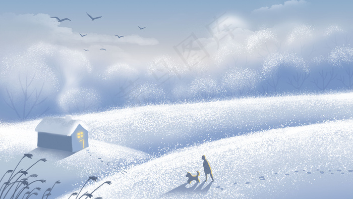 立冬冬至冬天安静雪地风景(2880*1620px 300 dpi )psd模版下载