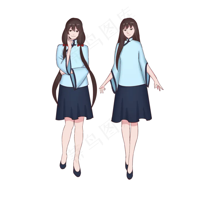 五四青年节复古风两个民国女学生(2000X2000(DPI:300))psd模版下载