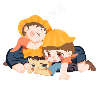 儿童节之三个孩子打闹,免抠元素