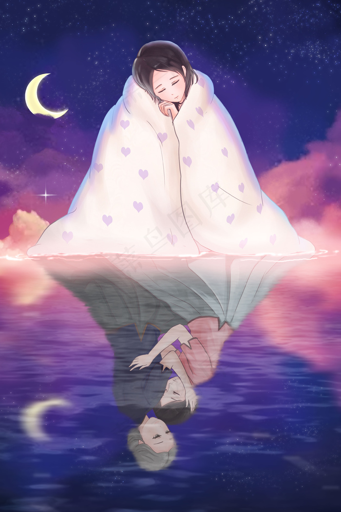 母亲节思念唯美插画