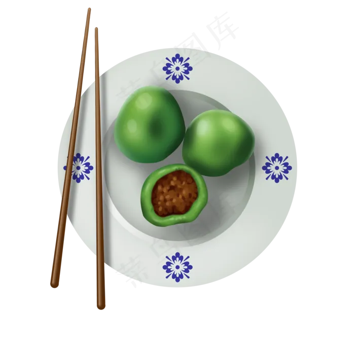 卡通清明青团免扣
