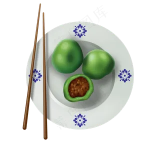 卡通清明青团免扣