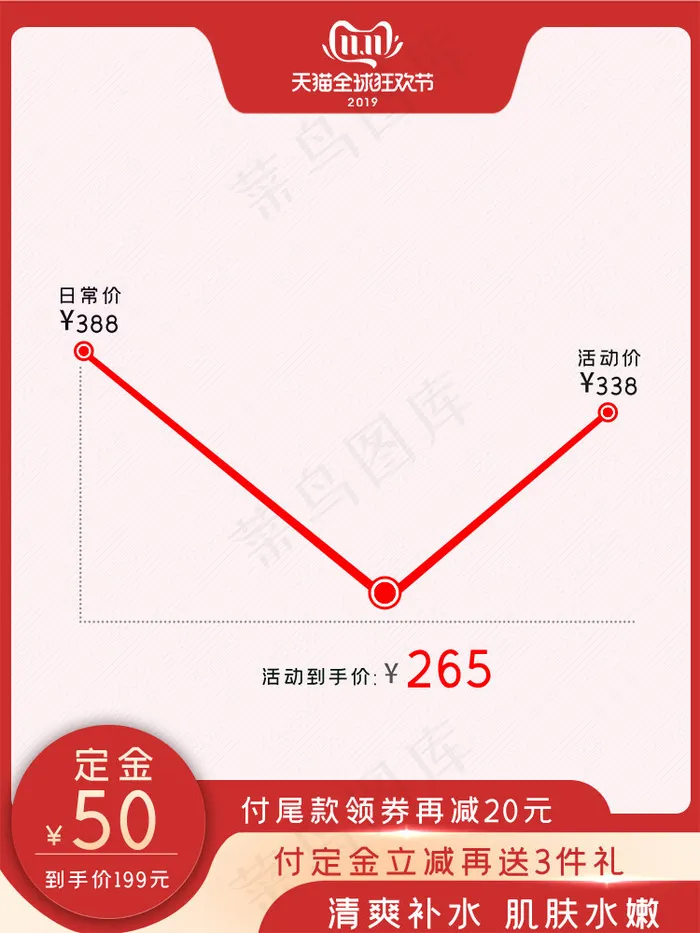 电商双11促销红色化妆品竖版主图(750*1000px)psd模版下载