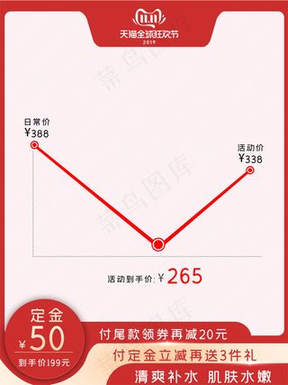 电商双11促销红色化妆品竖版主图