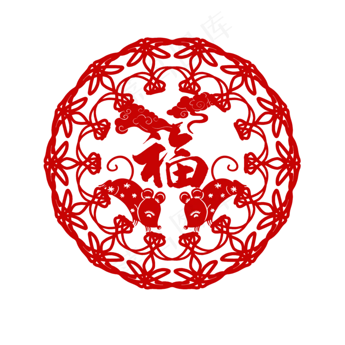 鼠年装饰剪纸,免抠元素(2000X2000(DPI:299))psd模版下载