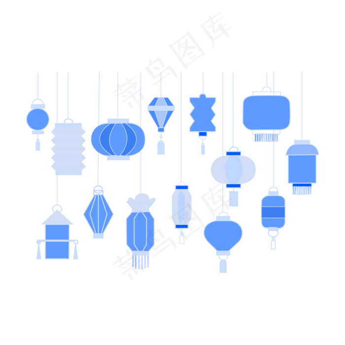 矢量新年灯笼装饰,免抠元素
