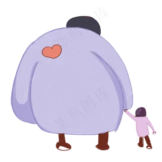 夸张风巨大父亲与孩子手绘装饰图