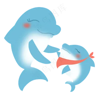 母亲节牵手的大海豚和小海豚