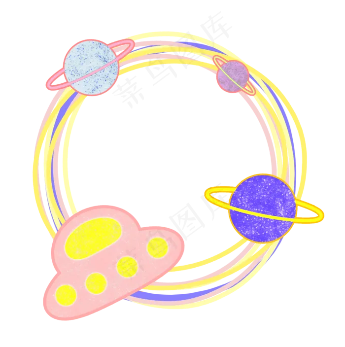 星球月球飞碟边框(2445X2458(DPI:300))psd模版下载