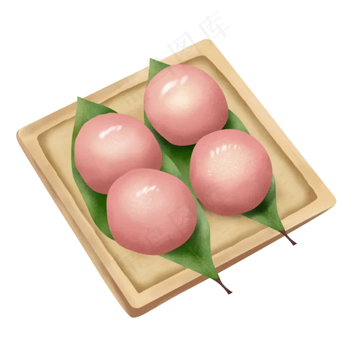 清明节食物一盘粉色青团,免抠元素