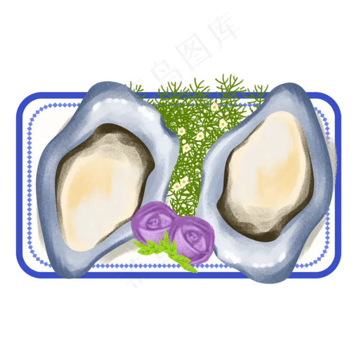 卡通手绘海鲜美食美味贝壳之盘装(2500X2500(DPI:300))psd模版下载