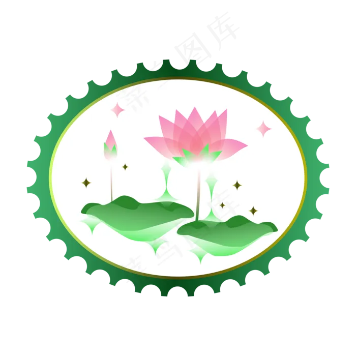 荷花邮票装饰(2000X2000(DPI:300))psd模版下载