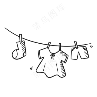 可爱手绘六一儿童节晾衣服,免抠元素