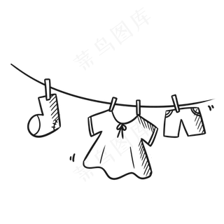 可爱手绘六一儿童节晾衣服,免抠元素