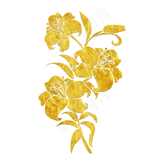 中国风传统烫金鲜花花纹装饰图之,免抠元素(2500X2500(DPI:300))psd模版下载
