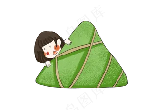 端午节女孩和大粽子