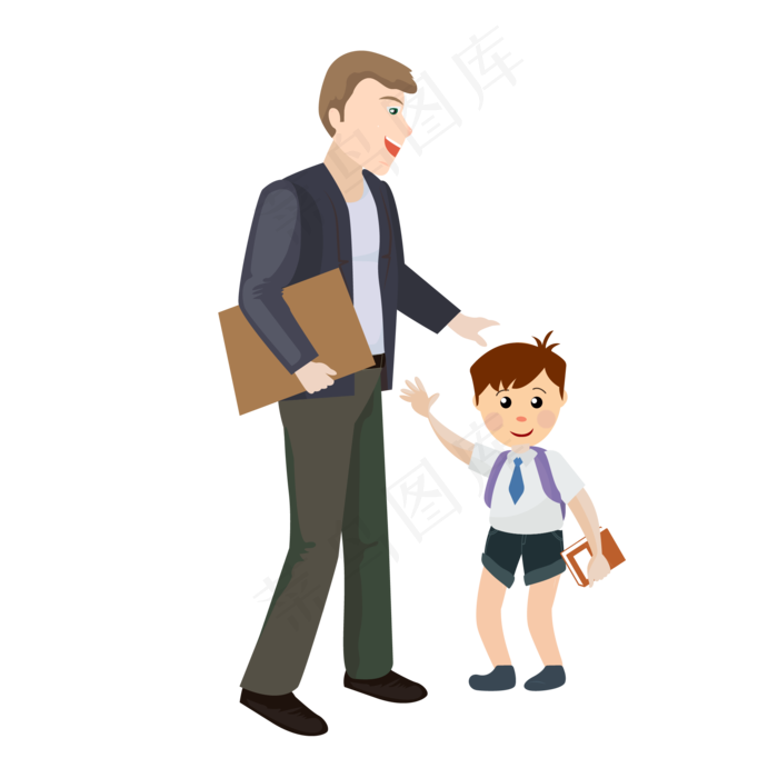 父亲与孩子卡通装饰素材图案