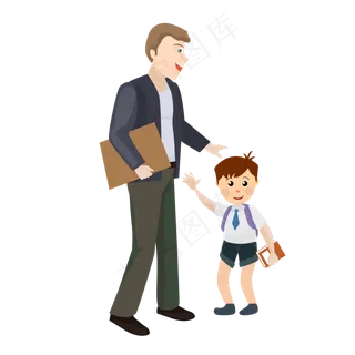 父亲与孩子卡通装饰素材图案