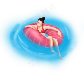 大暑西瓜游泳圈和女孩