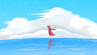 日系唯美海面白云女孩